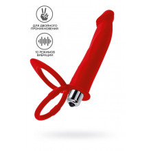 Насадка на пенис для двойного проникновения Black&Red by Toyfa, силикон, красная, 19 см